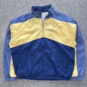 Vintage Lands End Track Jacket Windbreaker Mens L Full Zip Colorblock Nylon